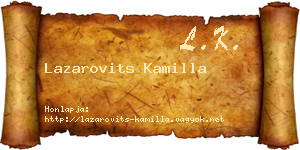 Lazarovits Kamilla névjegykártya